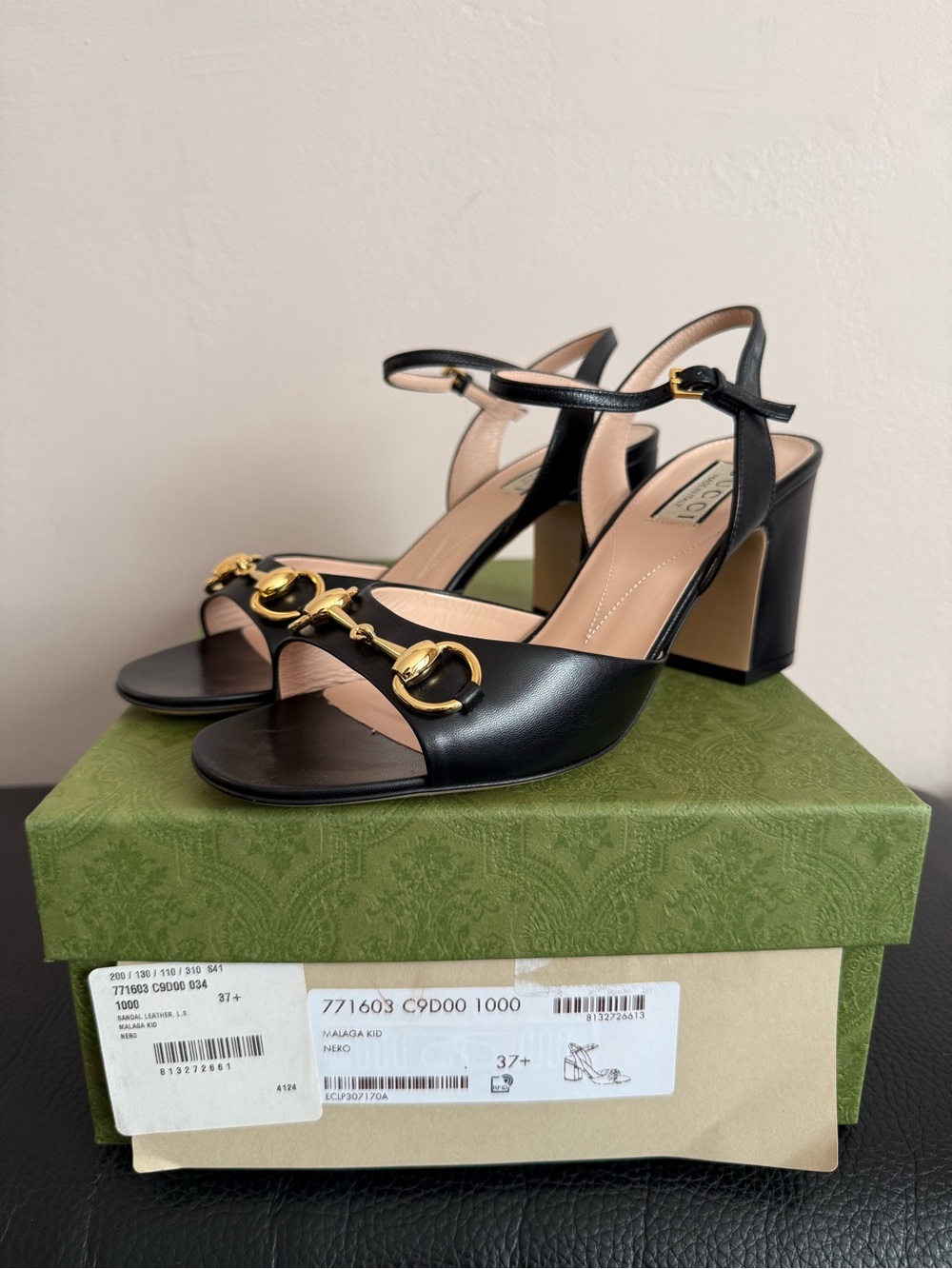 Gucci Women’s Horsebit Block Heel Sandal - Brand New - 37.5 EU / 7.5 US